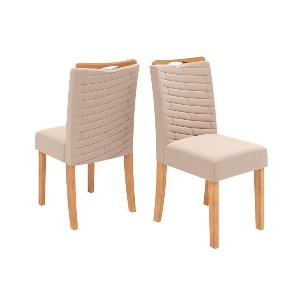 Kit 2 Cadeiras De Cozinha Julia Cedro Suede Kraft Bege