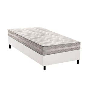 Cama Box Solteiro: Colchão Ortopédico Paropas D28 - Master Ag80 Prata Double Face 17 + Base Crc Courano White (88x188)