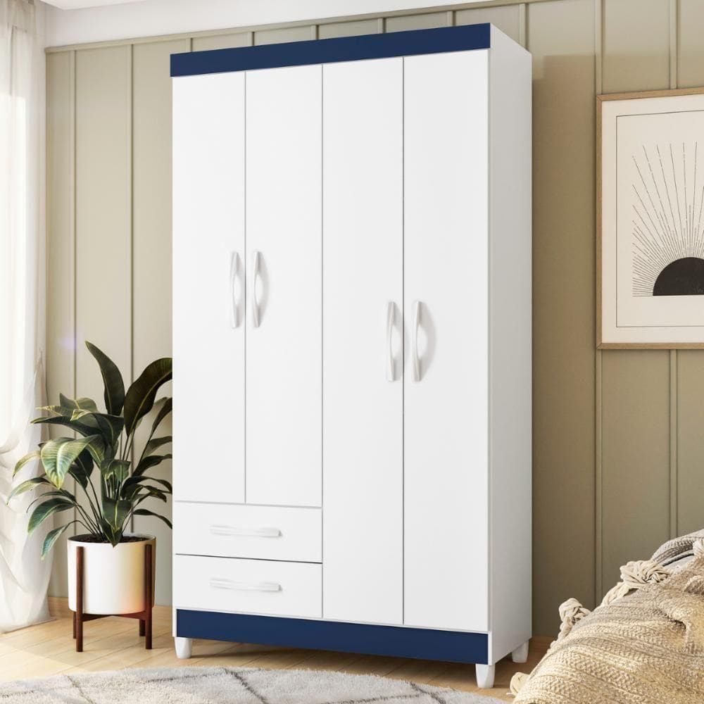 Guarda-Roupa Emma 4 Portas Azul Bebê