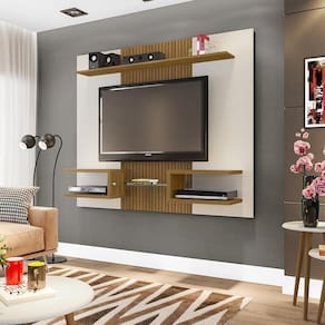 Painel Para Tv Rio Off White Cinomomo Efeito Ripado