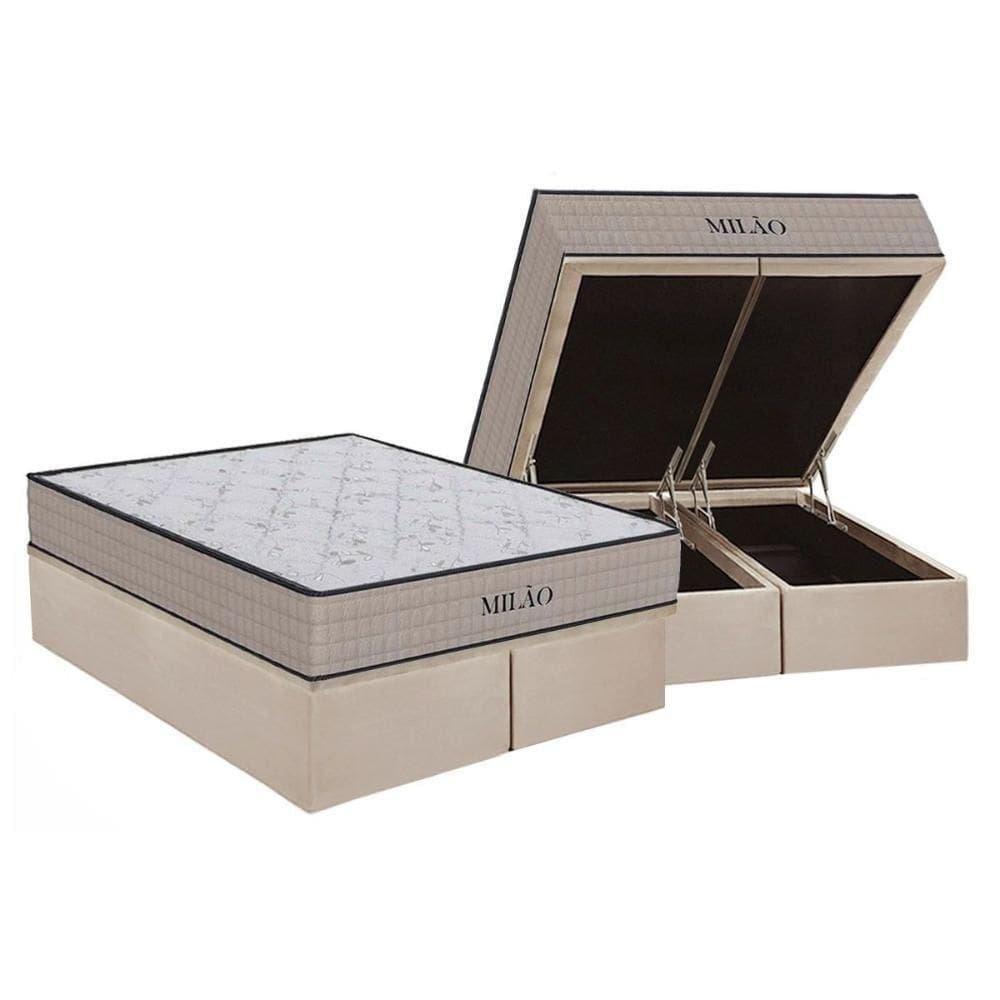 Cama Box Baú Queen: Colchão Espuma D33 Ortho Milão + Base Crc Suede Clean (158x198)