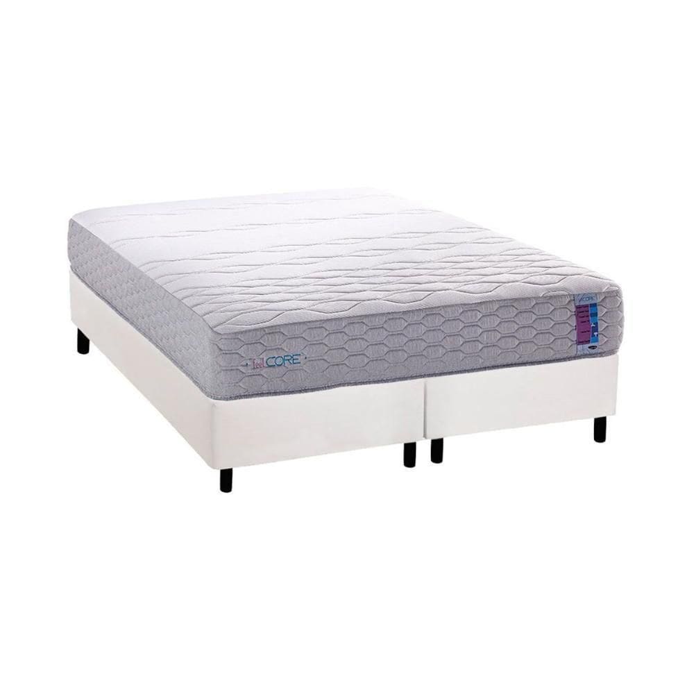 Cama Box Queen: Colchão Espuma D33 Herval - Ag 65 Feelcore + Base Crc Courano White (158x198)