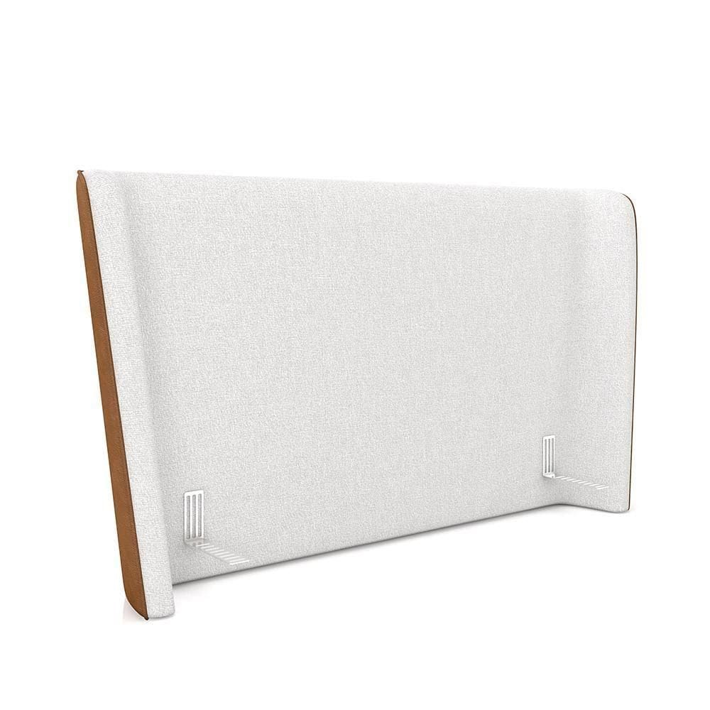 Cabeceira Design Para Cama King Torres Pés Em Madeira Pu/bouclê Caramelo/off White G91 - Gran Belo