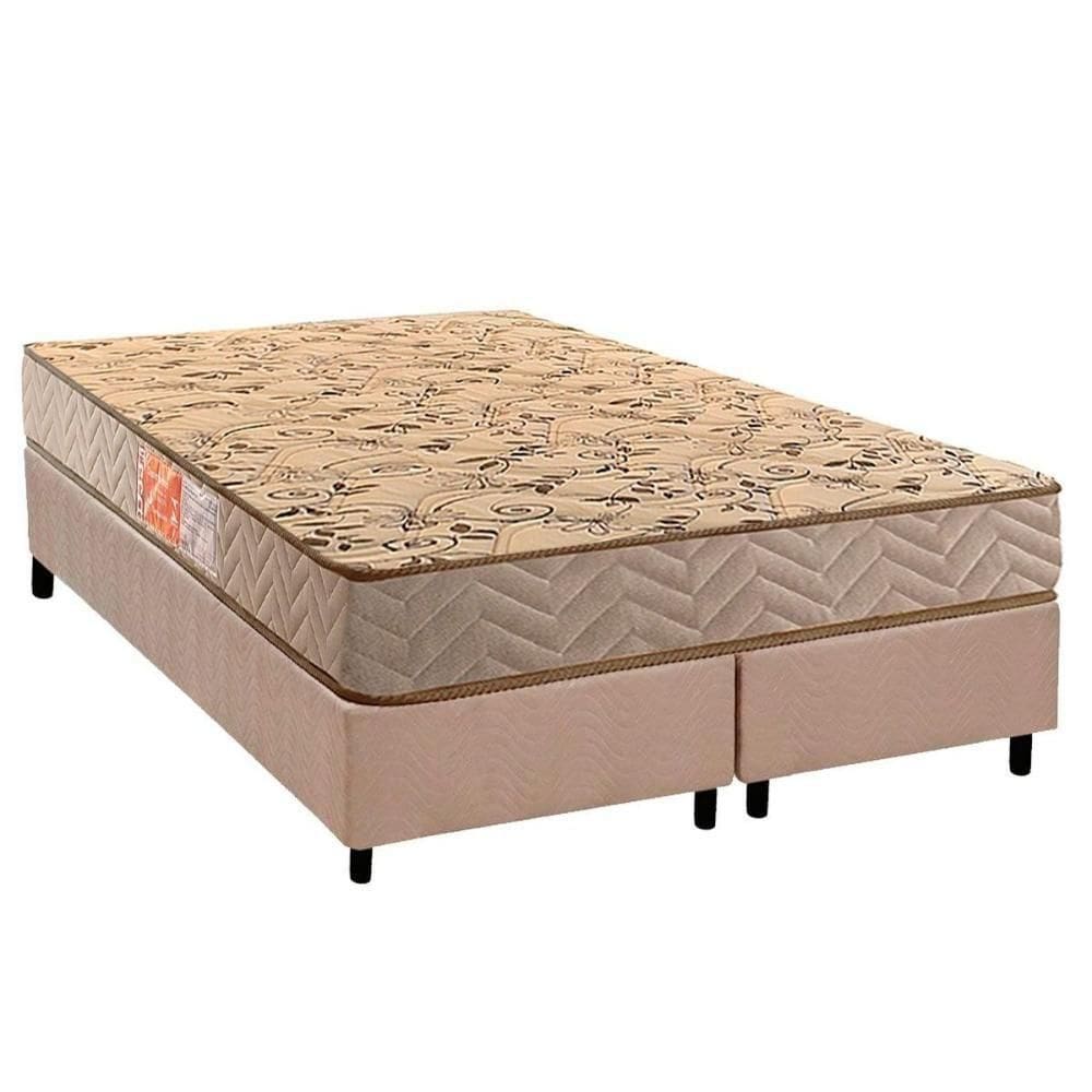 Cama Box Queen: Colchão Espuma D33 Paropas Pasquale Wave Clean + Base Crc Suede Clean (158x198)