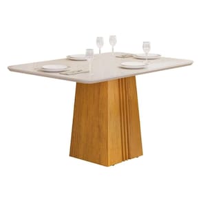 Mesa Para Cozinha Italia Com Tampo Madeirado Com Vidro 120x90cm Cedro Off White Dj Móveis