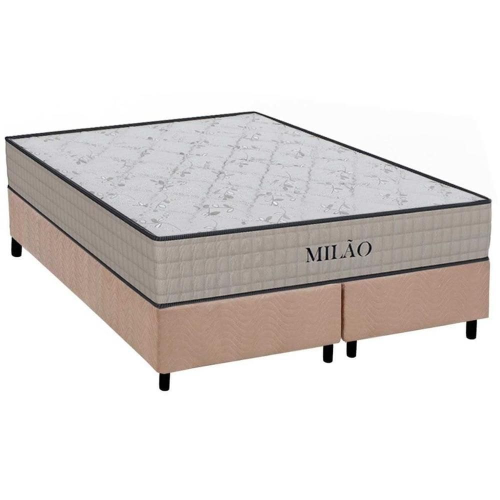Cama Box Queen: Colchão Espuma D33 Ortho Milão + Base Crc Suede Clean (158x198)