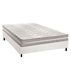 Cama Box Casal: Colchão Espuma D33 Paropas D45- Pro Sono Double Face Prata + Base Crc Courano White (138x188)