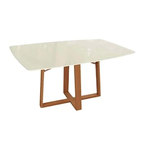 Mesa Para Cozinha Elma Madeira Maciça Com Tampo Madeirado Com Vidro 90x170cm Carvalho Off White Vidro Off White Kappesberg