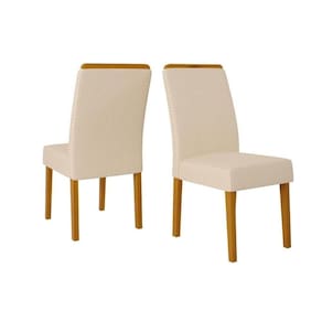 Kit 2 Cadeiras Sala Jantar Diana Madeira Maciça Ipe Linho Neve Bege