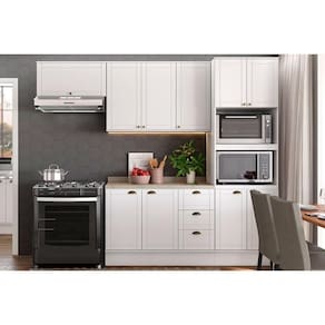 Cozinha Completa 4 Peças Bella 2 Armários 1 Balcão 1 Paneleiro C4p57 Branco