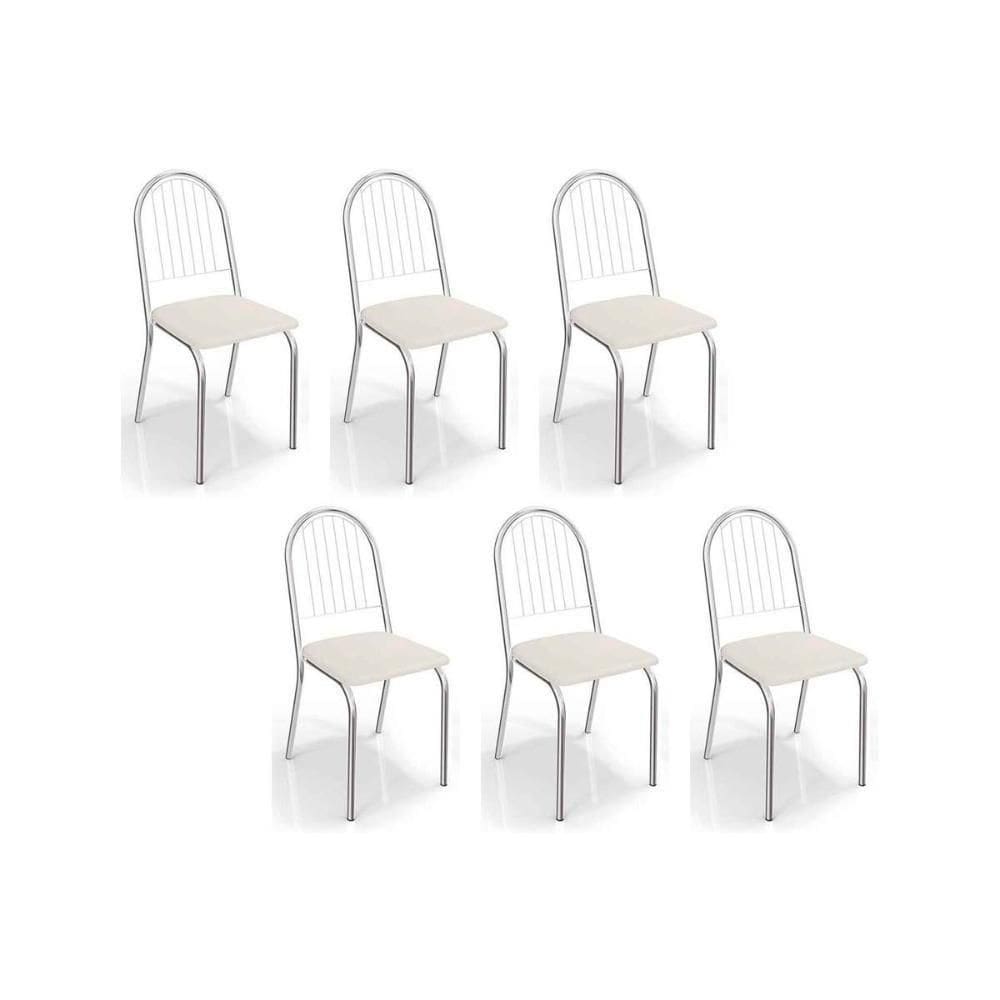 Cadeira De Cozinha Noruega C077 Kit 6 Un Cromada Branco 106