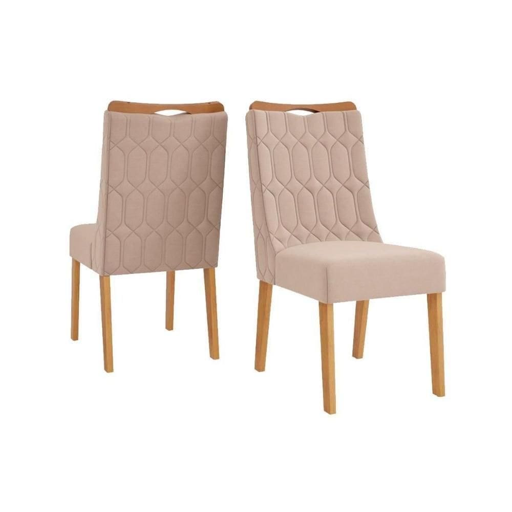 Kit 2 Cadeiras Sala Jantar Bia Cedro Linho Saara Bege
