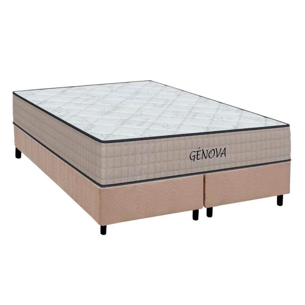 Cama Box King: Colchão Espuma D45 Ortho Genova + Base Crc Suede Clean (193x203)