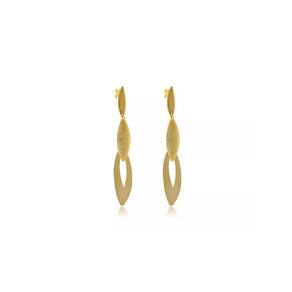 Brinco Grande De Folhas Sobrepostas Folheado Em Ouro 18k