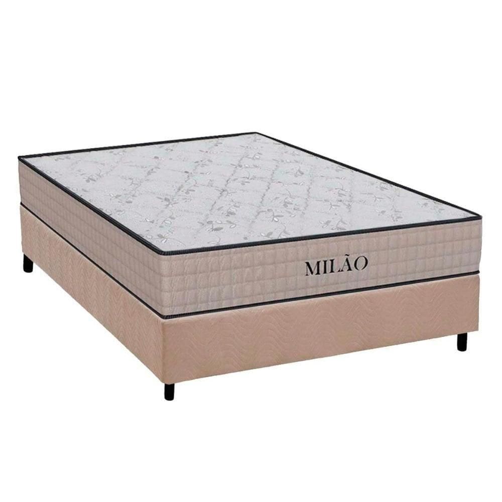 Cama Box Viúva: Colchão Espuma D33 Ortho Milão Black + Base Crc Suede Clean (128x188)