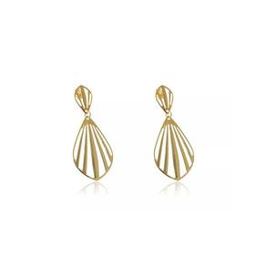 Brinco Grande De Concha Vazada Folheado Em Ouro 18k