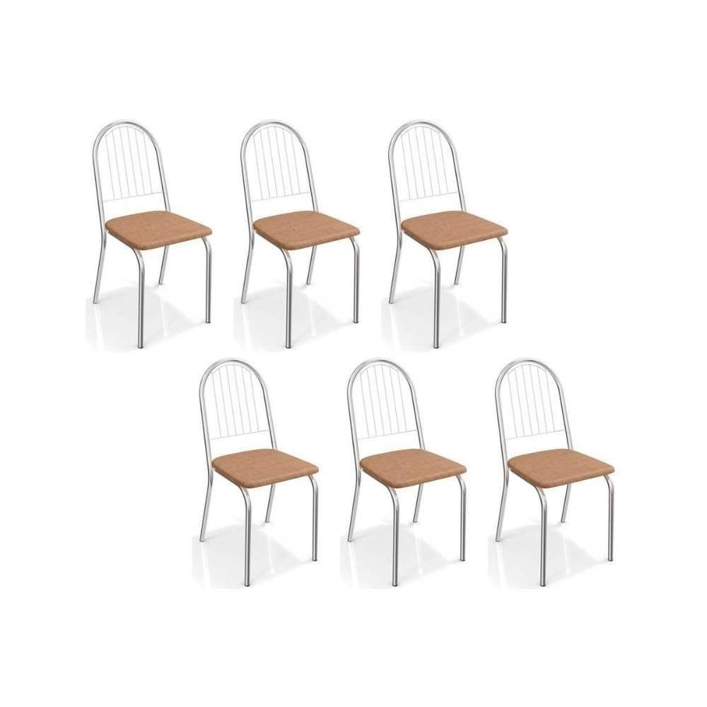 Cadeira De Cozinha Noruega C077 Kit 6 Un Cromada Capuccino