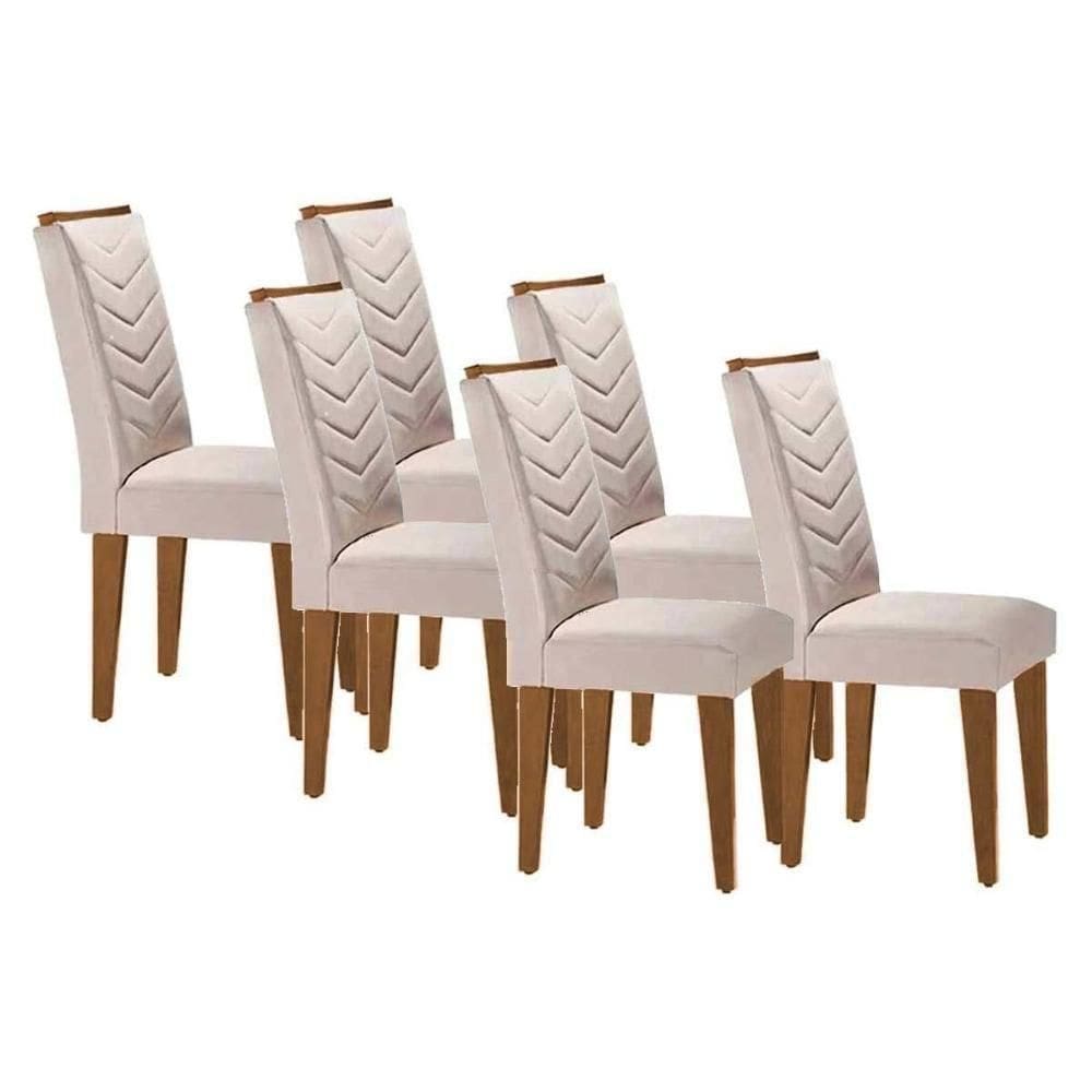 Cadeira De Cozinha Londrina Kit 6 Un Capuccino Suede Creme Rufato