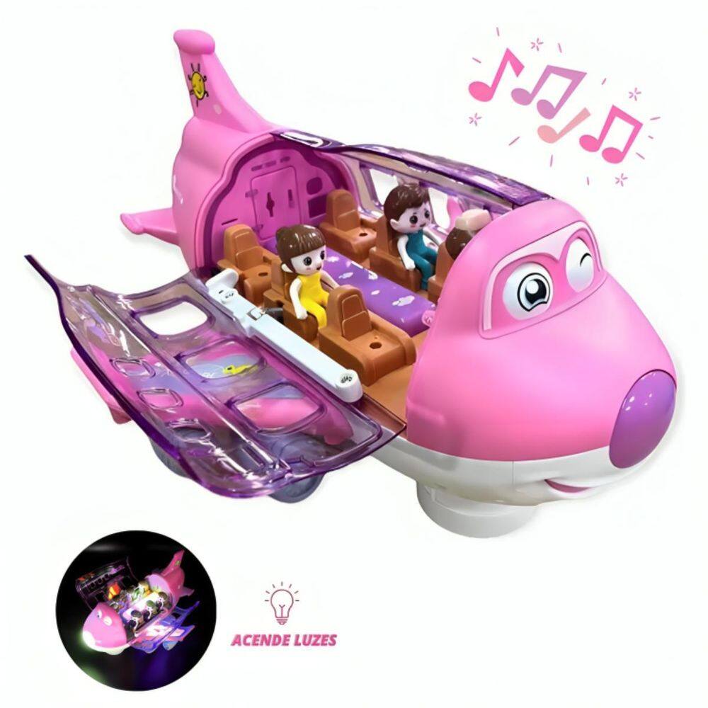 Brinquedo Infantil Avião Musical Gira E Vira Robô