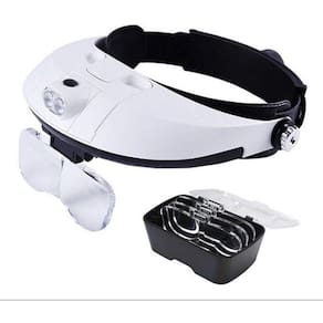 Super Lupa De Cabeça Com Led Profissional 2Leds +5 Lentes
