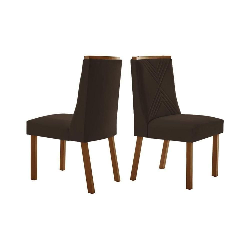 Cadeira De Cozinha Montreal Kit 2 Un Madeira Capuccino Suede Marrom Rufato