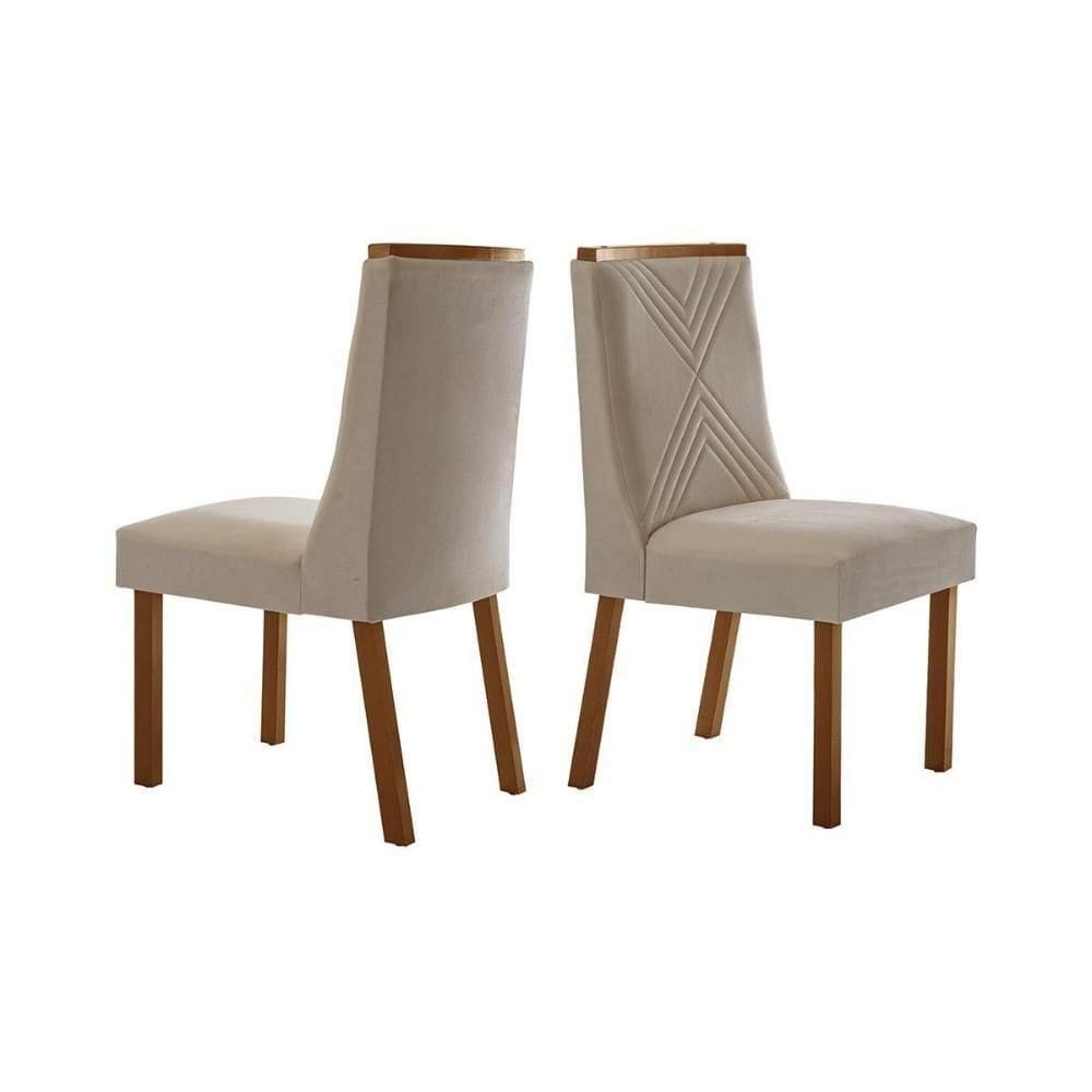 Cadeira De Cozinha Montreal Kit 2 Un Madeira Capuccino Suede Creme Rufato