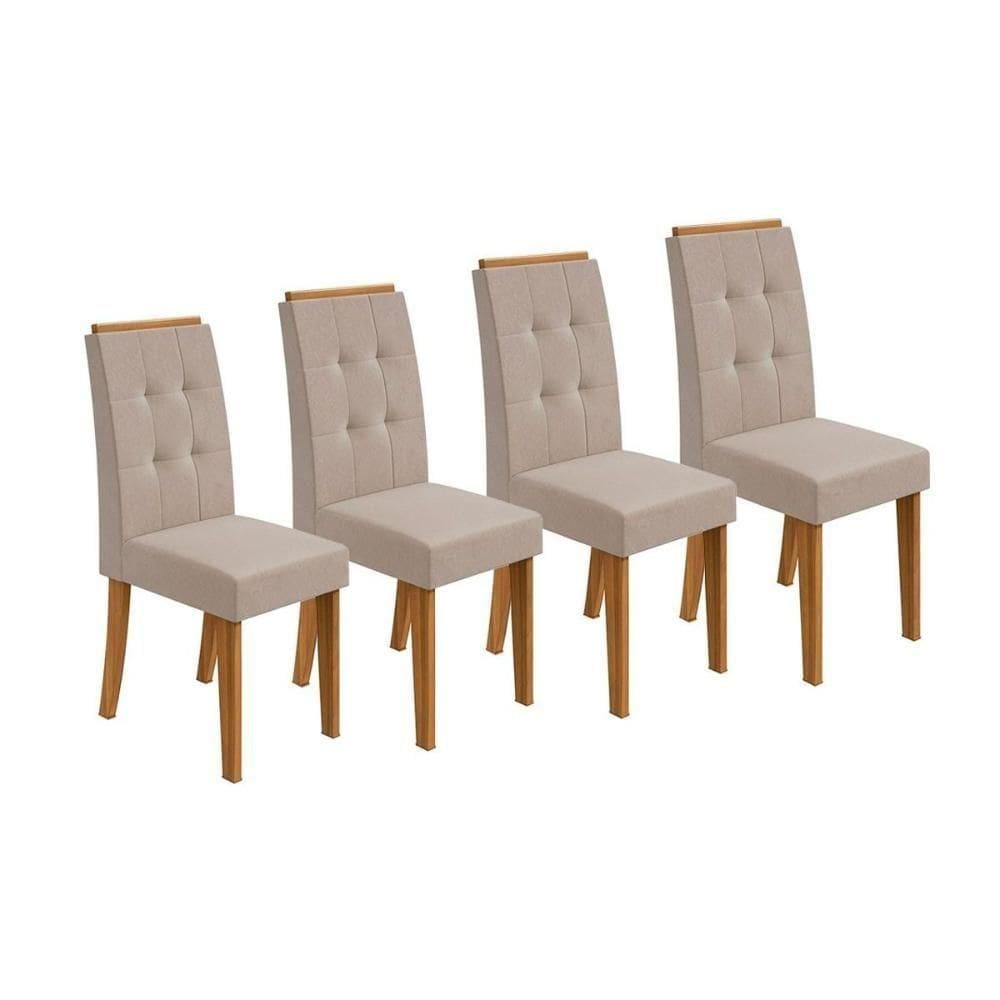 Kit 4 Cadeiras De Cozinha Celebrare 4 Un Amêndoa Suede Creme Lopas