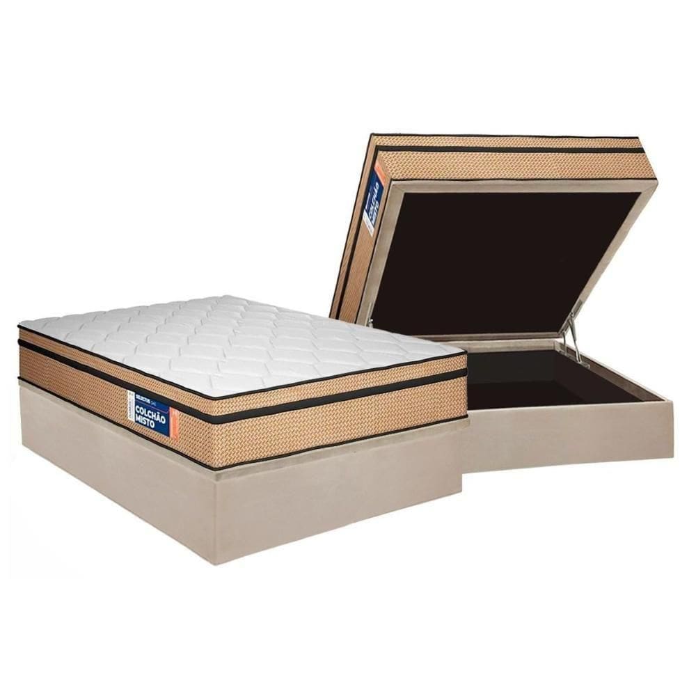 Cama Box Baú Casal: Colchão Ortopédico Plumatex D45 Selectus + Base Crc Suede Clean (138x188)