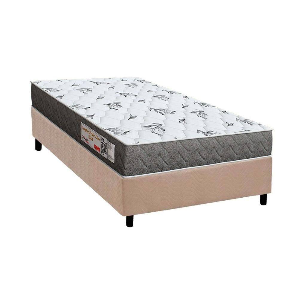 Conjunto Box Solteiro: Colchão Espuma Ortho D33 Comfortpedic Line Black + Base Crc Suede Clean (78x188)