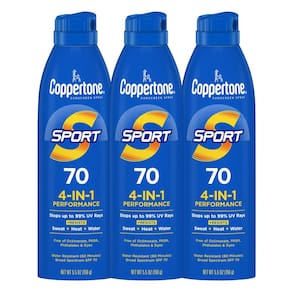 Spray de proteção solar Coppertone SPORT SPF 70 163 ml, pacote com 3
