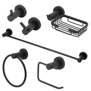 Kit Acessórios Banheiro Inox Preto/Black 6 Peças Completo