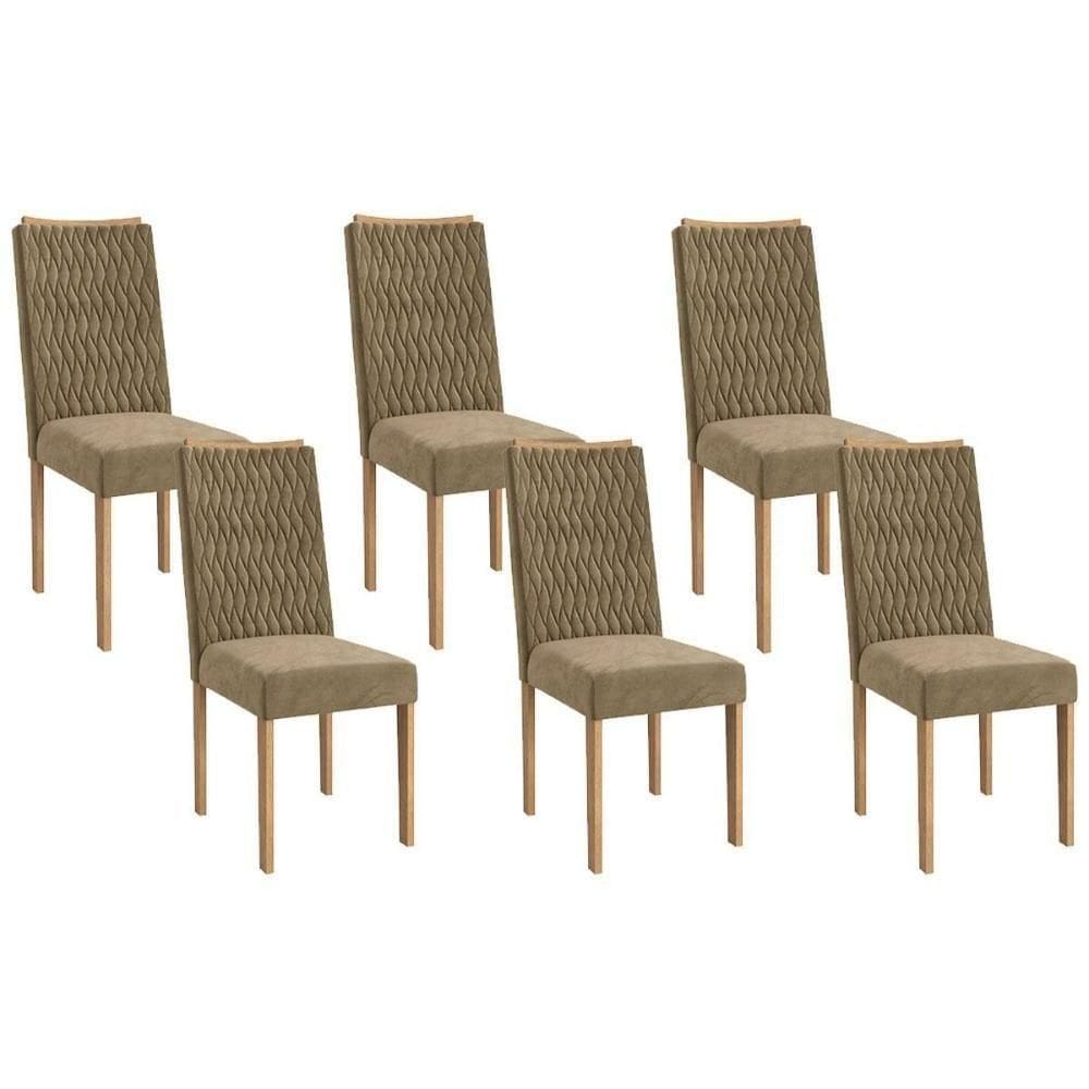 Cadeira De Cozinha 2cad157ea Kit 6 Un Eucalipto Suede Bege A036