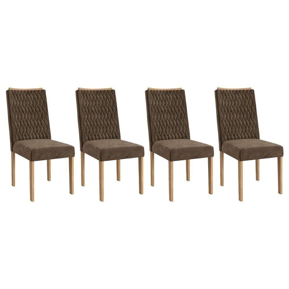 Cadeira De Cozinha 2cad157ea Kit 4 Un Eucalipto Suede Marrom A033
