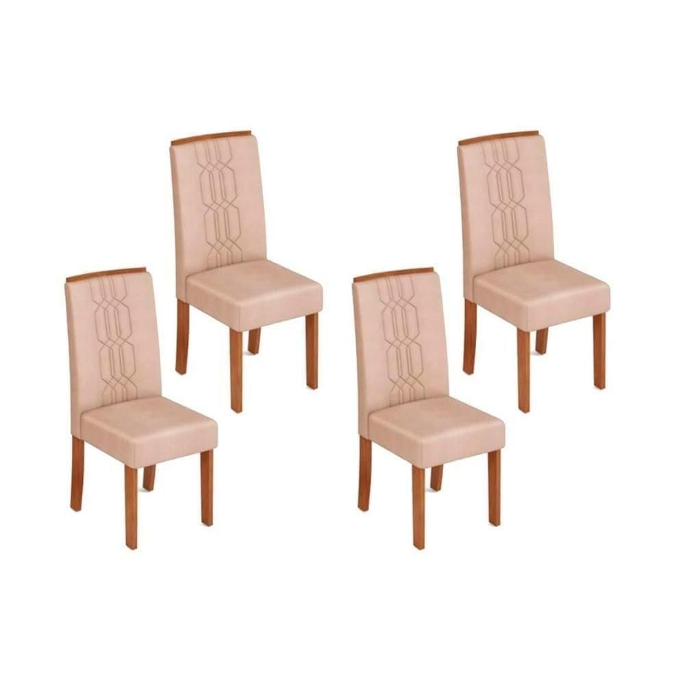 Cadeira De Cozinha Zoe Kit 4 Un Freijó Suede Creme