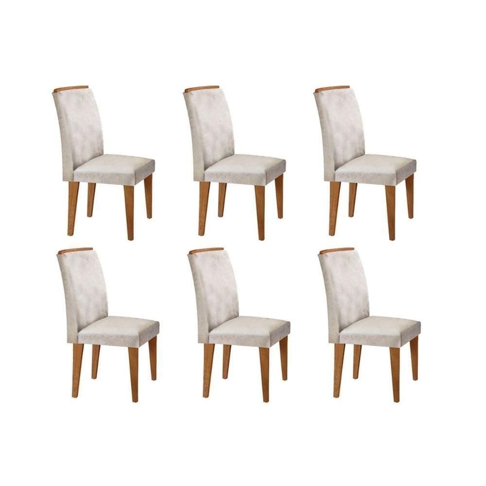 Kit 6 Cadeiras De Cozinha Lunara 6 Un Imbuia Suede Creme Rufato
