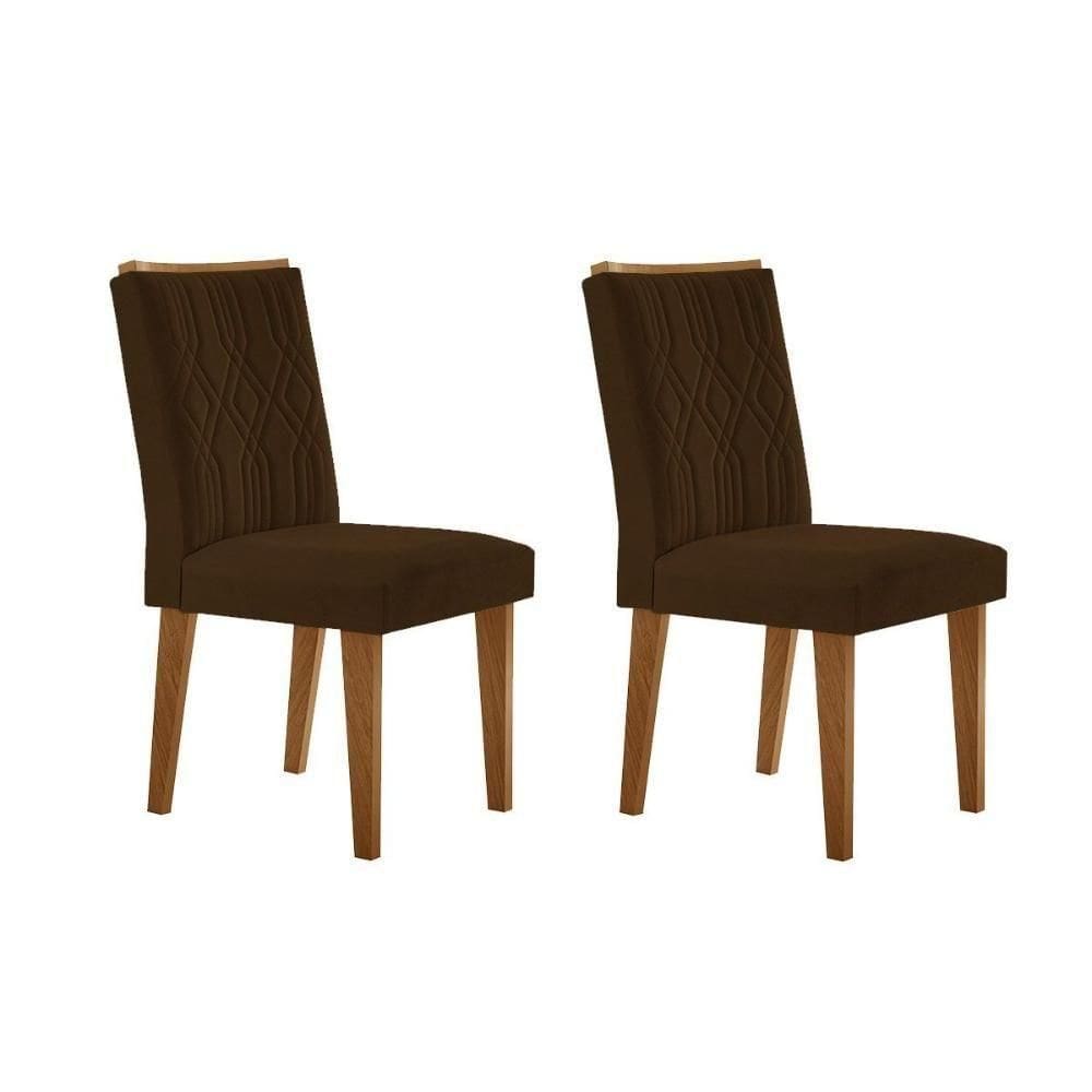 Cadeira De Cozinha Produto Kit 2 Un Madeira Capuccino Suede Marrom Rufato