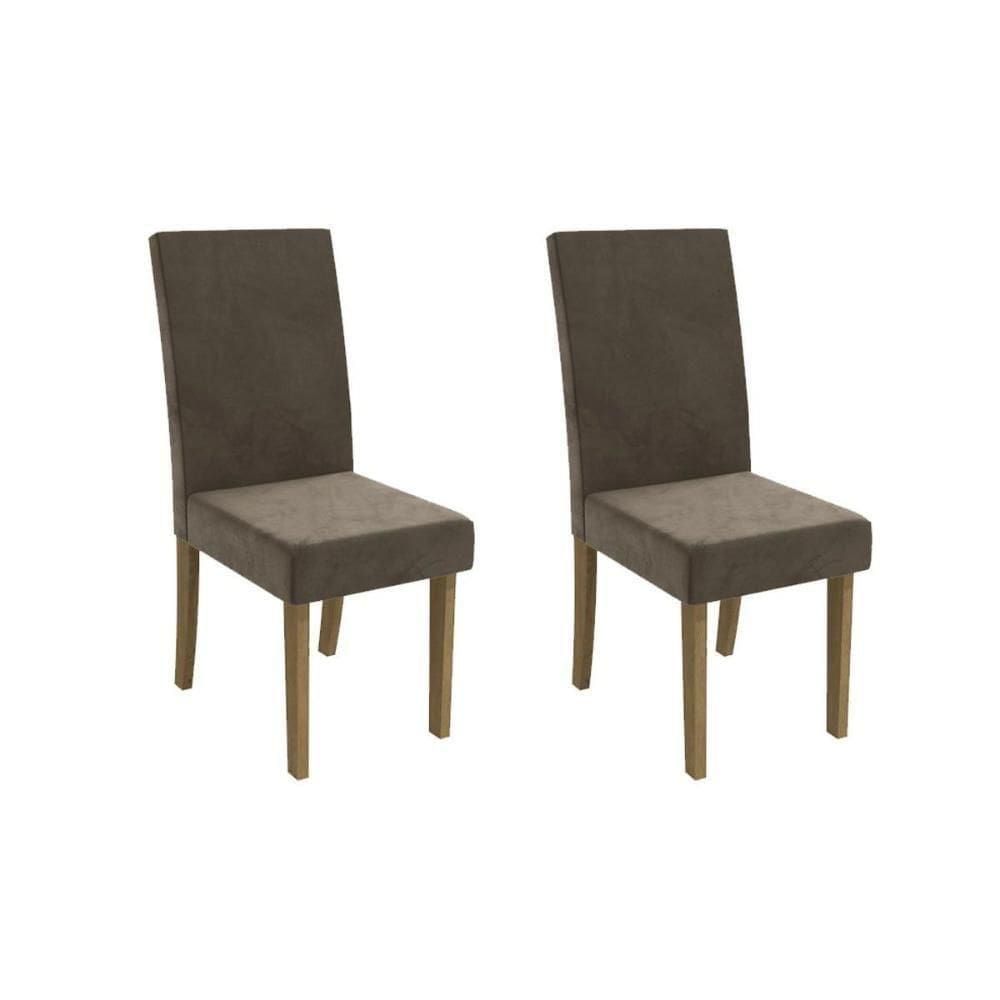 Cadeira De Cozinha 2cad131 Kit 2 Un Canela Suede Marrom