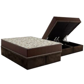 Cama Box Queen: Colchão Espuma D33 Ortobom Physical Hiper Resistente 20 + Base Crc Suede Brown (158x198)