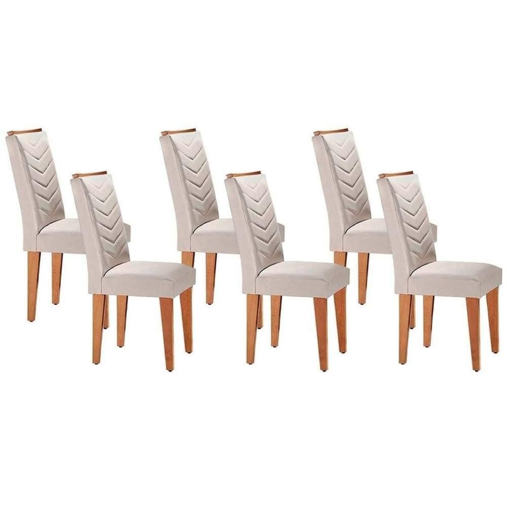 Cadeira De Cozinha Londrina Kit 6 Un Capuccino Suede Creme Rufato