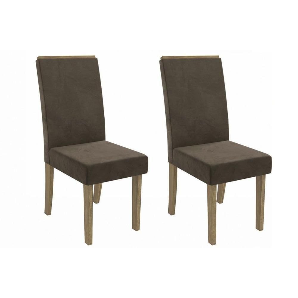 Cadeira De Cozinha 2cad142cn Kit 2 Un Canela Suede Marrom