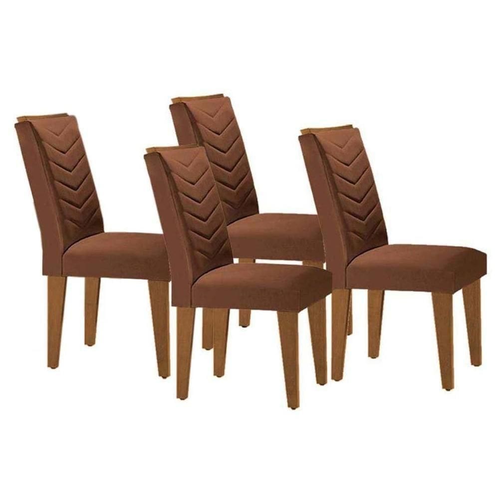 Cadeira De Cozinha Londrina Kit 4 Un Capuccino Suede Marrom Rufato
