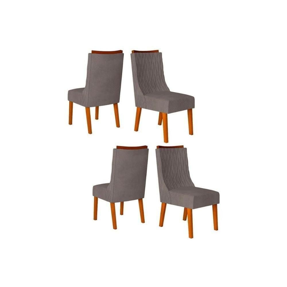 Kit 4 Cadeiras De Cozinha Jade 4 Un Freijó Suede Lunar