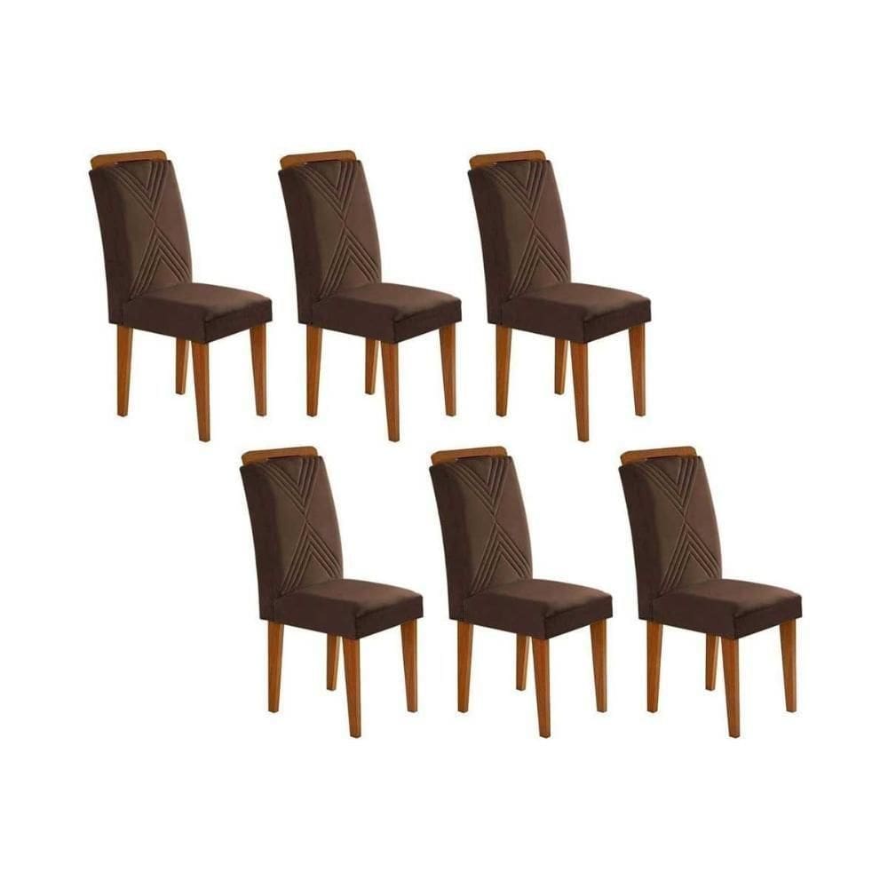 Cadeira De Cozinha Amsterdã Kit 6 Un Capuccino Suede Marrom Rufato