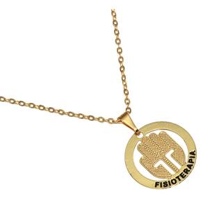 Colar Minha Profissão Fisioterapia Folheado Ouro 18k