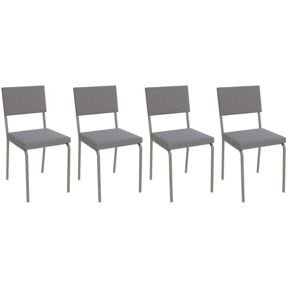 Cadeira De Cozinha Zaria 2c128 Kit 4 Un Niquel Cinza A050 Suede Suede