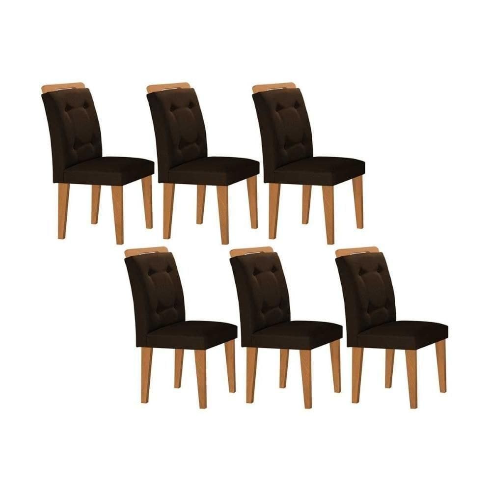Cadeira De Cozinha Imperatriz Kit 6 Un Capuccino Suede Marrom Rufato