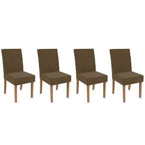 Cadeira De Cozinha 2cad133ng Kit 4 Un Nogueira Suede Marrom A033