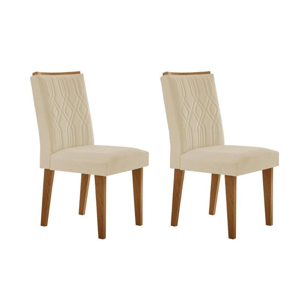 Cadeira De Cozinha Produto Kit 2 Un Madeira Capuccino Suede Creme Rufato