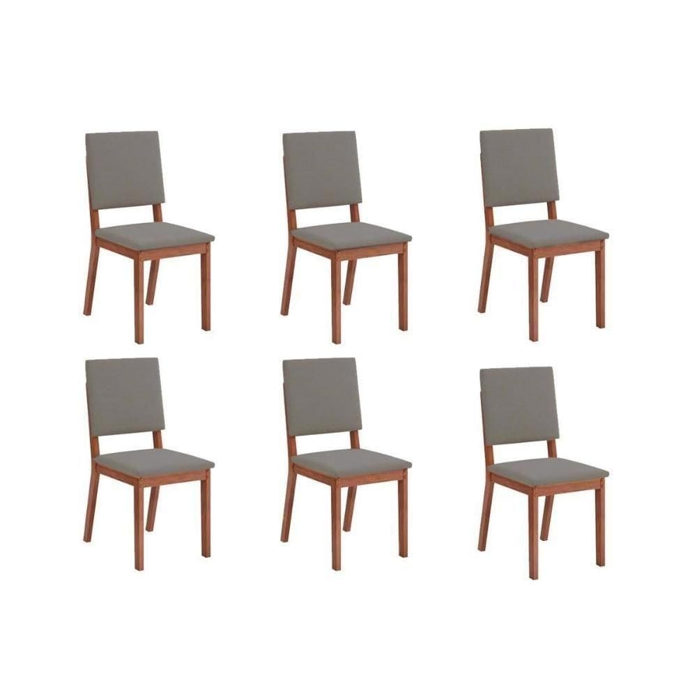 Cadeira De Cozinha Talia Kit 6 Un Freijó Suede Lunar