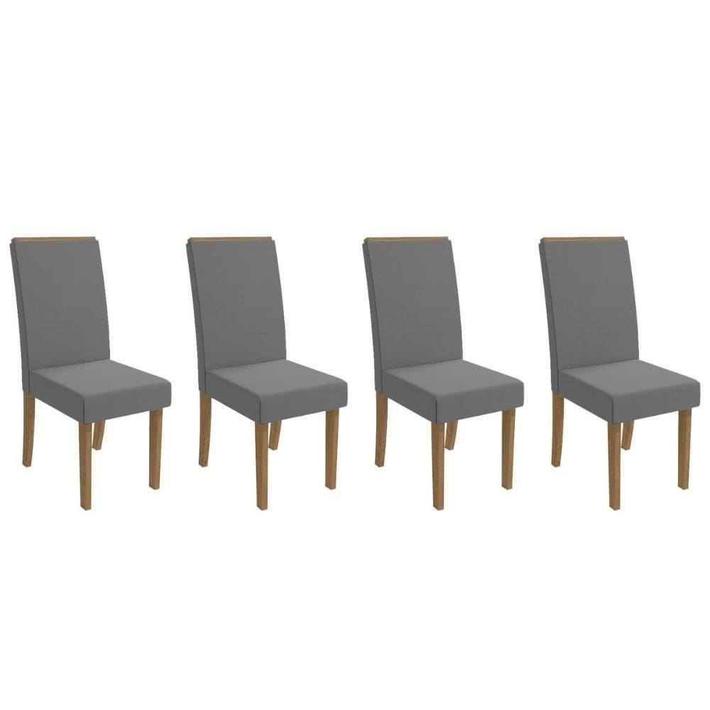 Cadeira De Cozinha 2cad142fr Kit 4 Un Freijó Linho Cinza A056